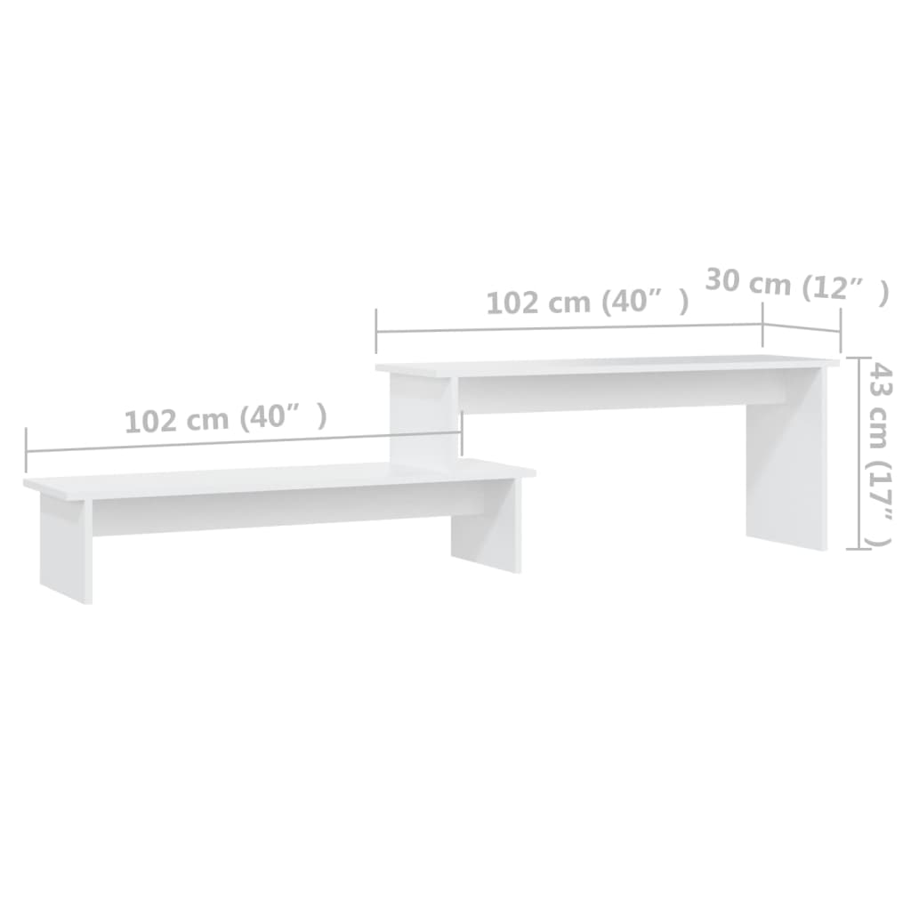 Meuble TV blanc 180x30x43 cm en bois