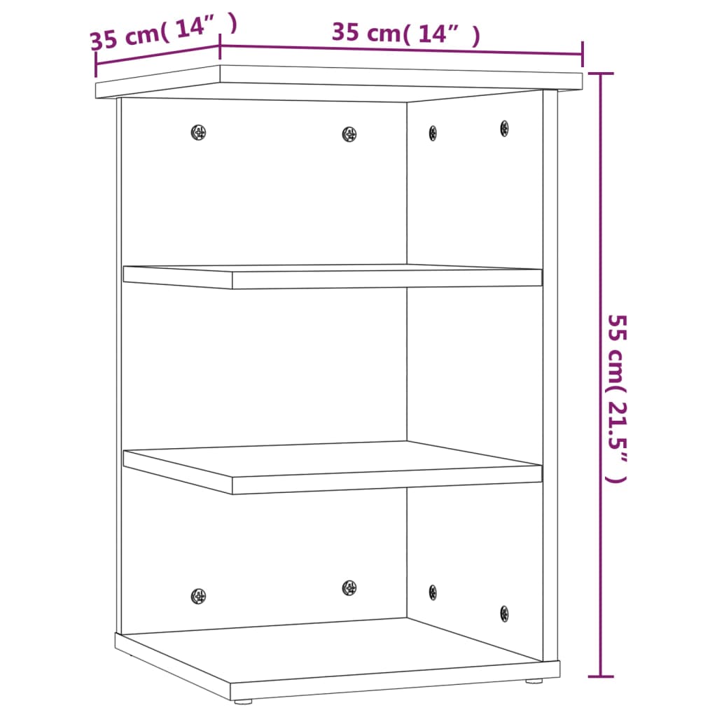 Beistellregal Grau 35x35x55 cm Holzwerkstoff