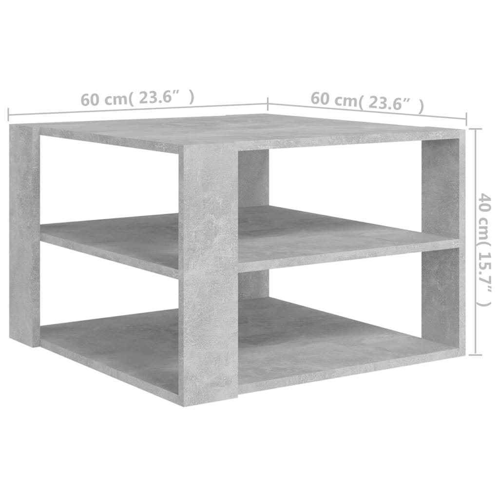 Table basse en béton gris 60x60x40 cm en bois