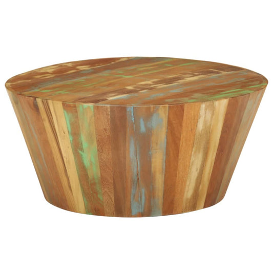 Table basse Ø65x31 cm en bois massif de récupération