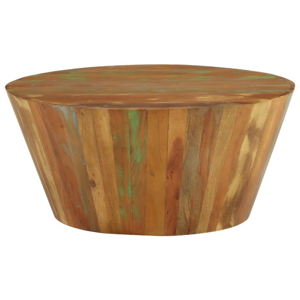 Table basse Ø65x31 cm en bois massif de récupération