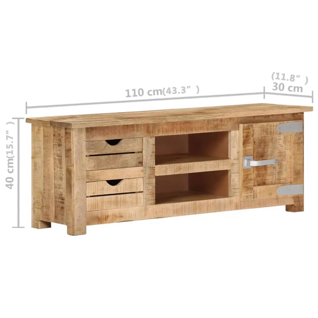 TV-Schrank 110x30x40 cm Raues Mangoholz