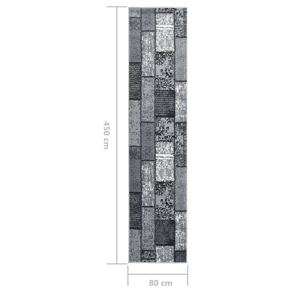 Teppichläufer BCF Grau mit Blockmuster 80x450 cm