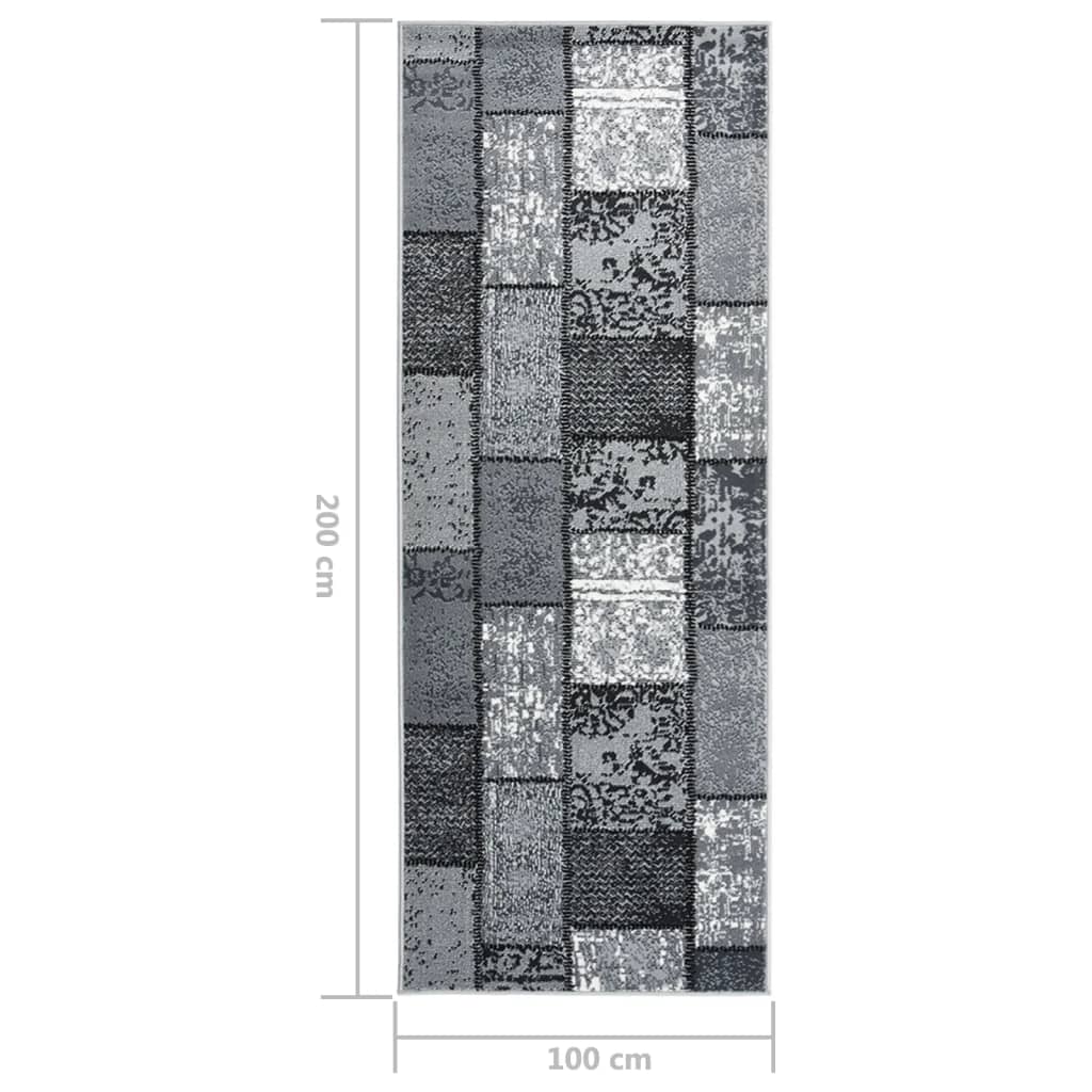 Teppichläufer BCF Grau mit Blockmuster 100x200 cm