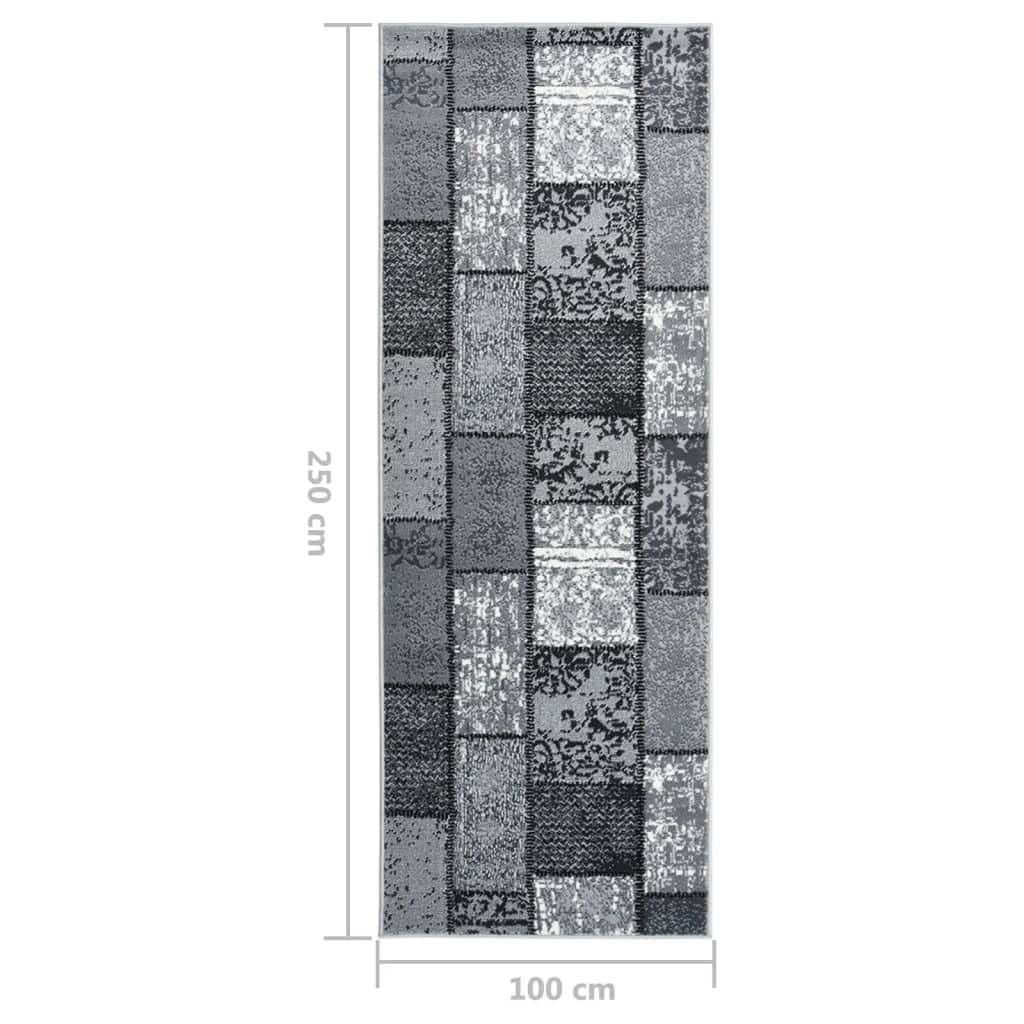 Teppichläufer BCF Grau mit Blockmuster 100x250 cm