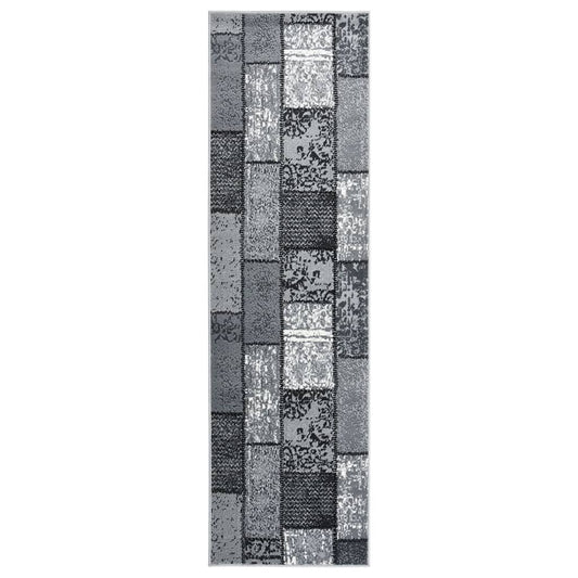 Teppichläufer BCF Grau mit Blockmuster 100x400 cm