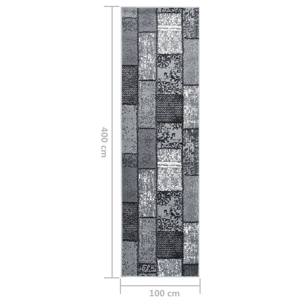 Teppichläufer BCF Grau mit Blockmuster 100x400 cm