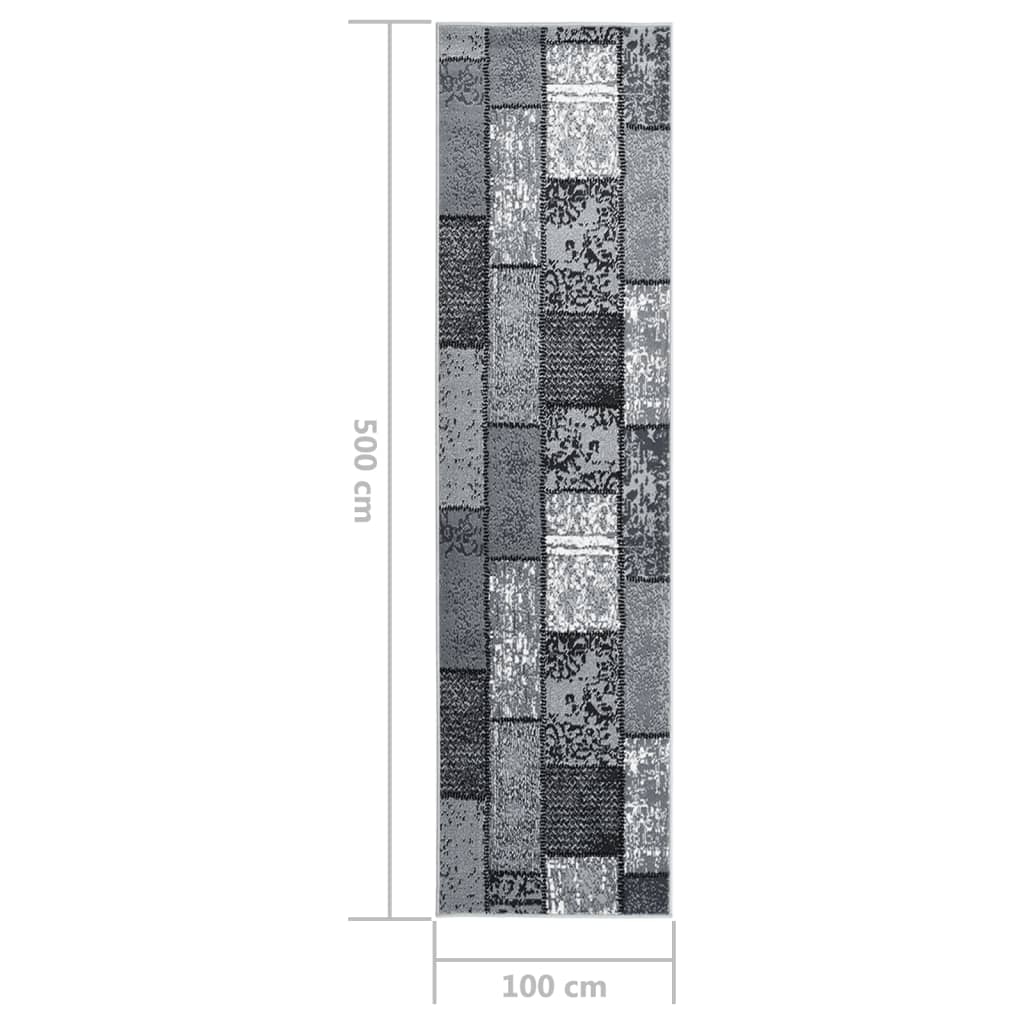 Teppichläufer BCF Grau mit Blockmuster 100x500 cm