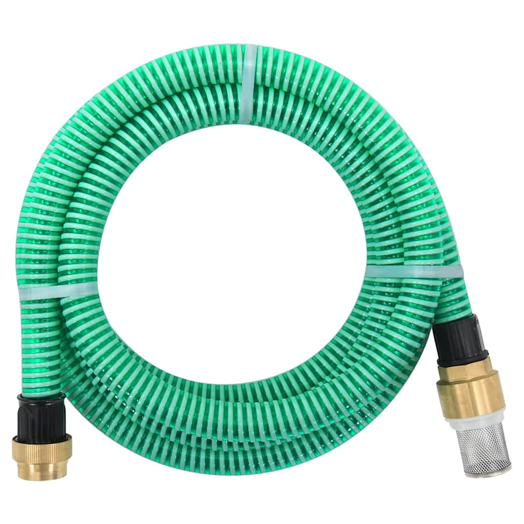 Saugschlauch mit Messing-Anschlüssen Grün 1,1" 3 m PVC