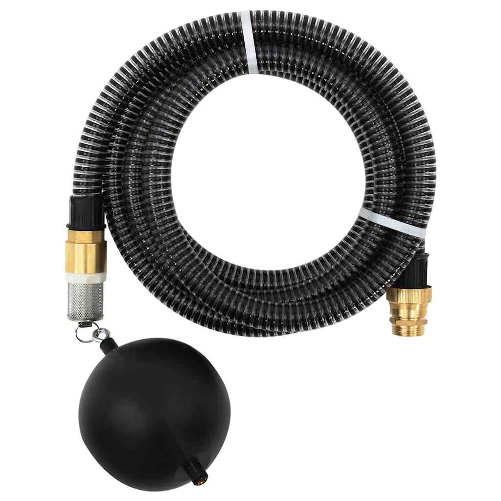Saugschlauch mit Messing-Anschlüssen Schwarz 1,1" 4 m PVC
