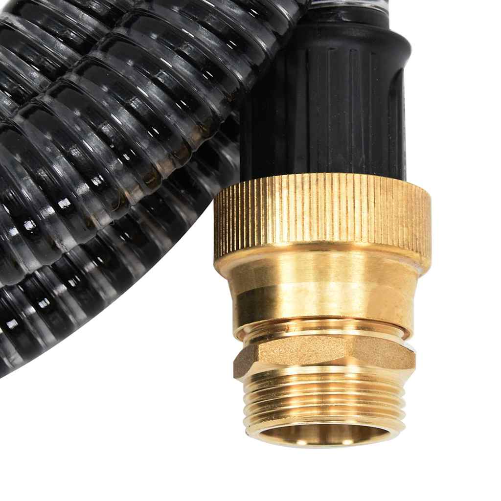 Saugschlauch mit Messing-Anschlüssen Schwarz 1,1" 4 m PVC