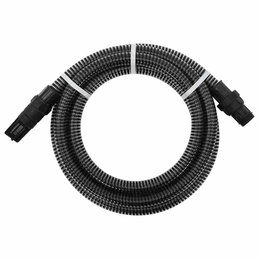 Saugschlauch mit PVC-Anschlüssen Schwarz 1" 7 m PVC