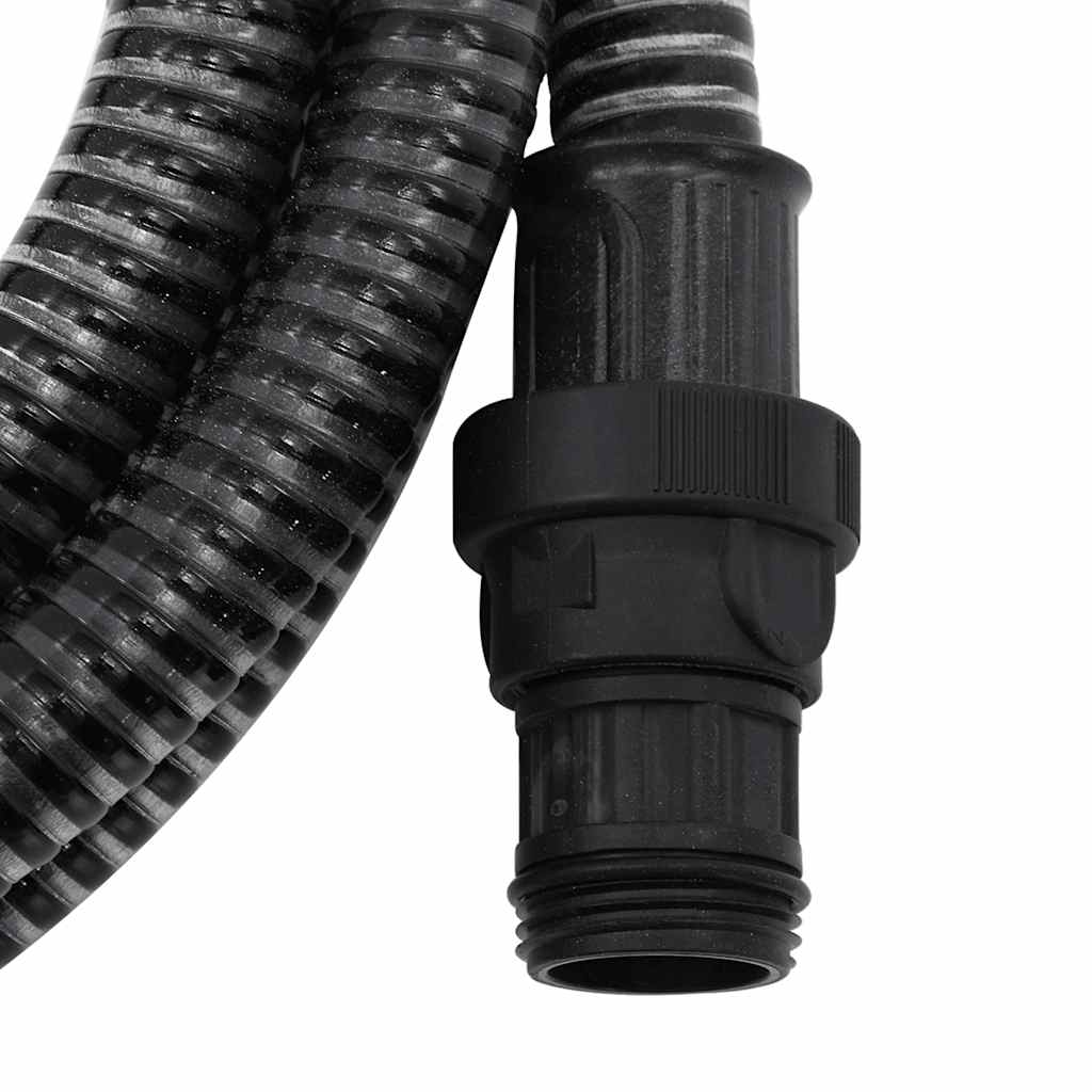 Saugschlauch mit PVC-Anschlüssen Schwarz 1" 7 m PVC