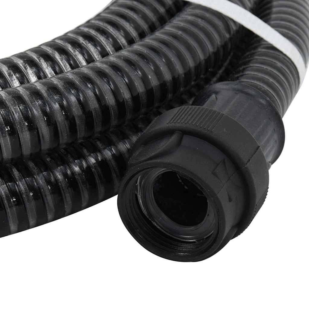 Saugschlauch mit PVC-Anschlüssen Schwarz 1" 7 m PVC
