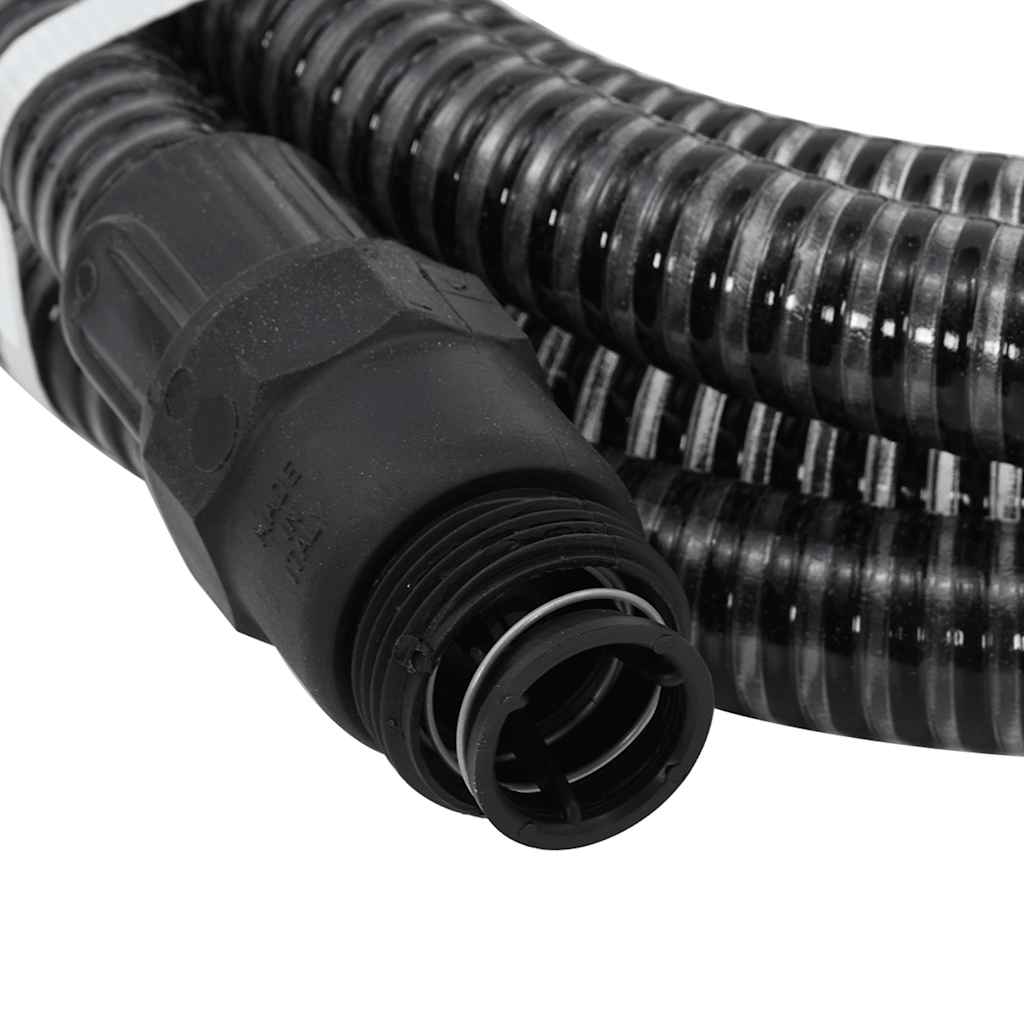 Saugschlauch mit PVC-Anschlüssen Schwarz 1" 7 m PVC