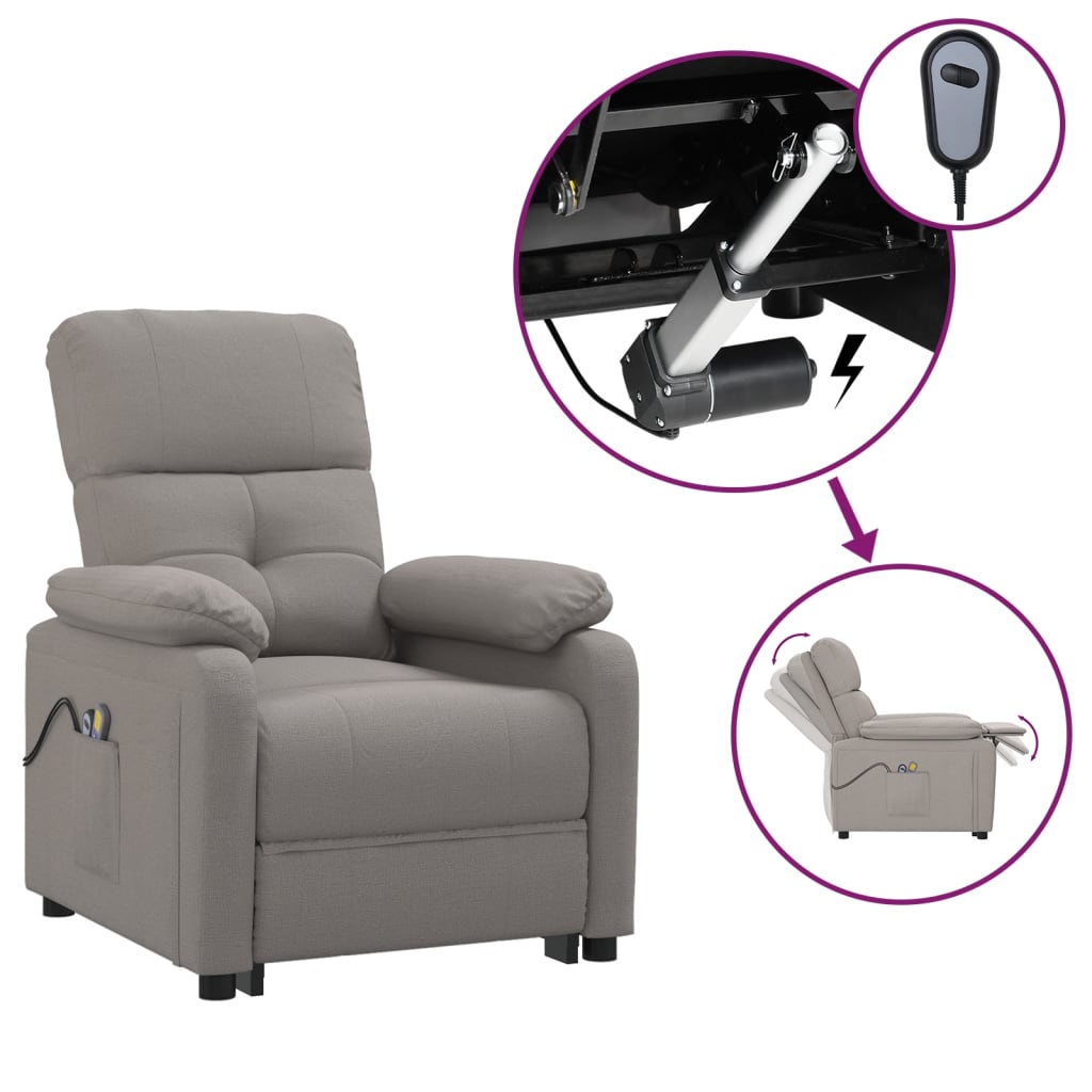 Massagesessel Elektrisch Taupe Stoff