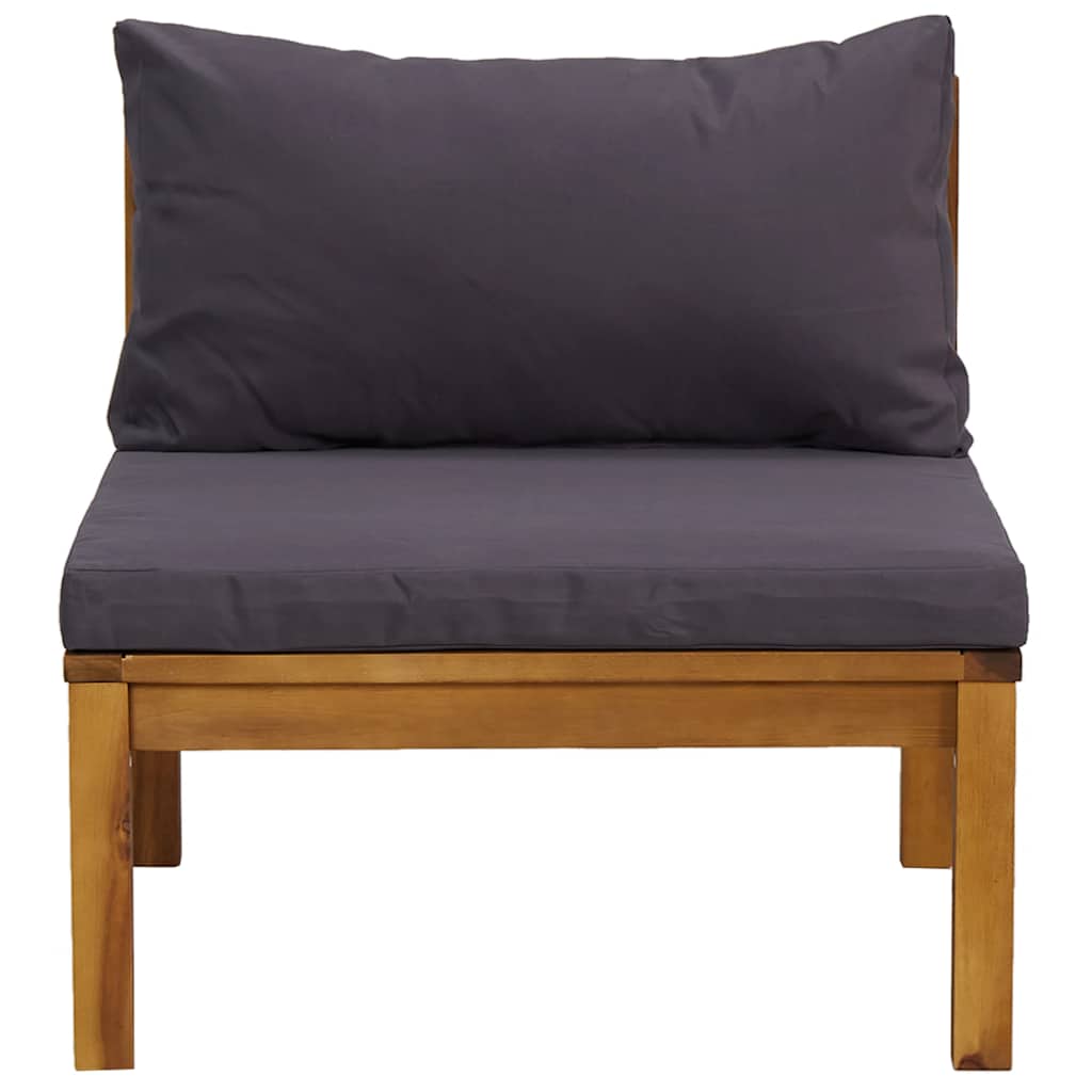 3-tlg. Garten-Lounge-Set mit Dunkelgrauen Kissen Akazienholz