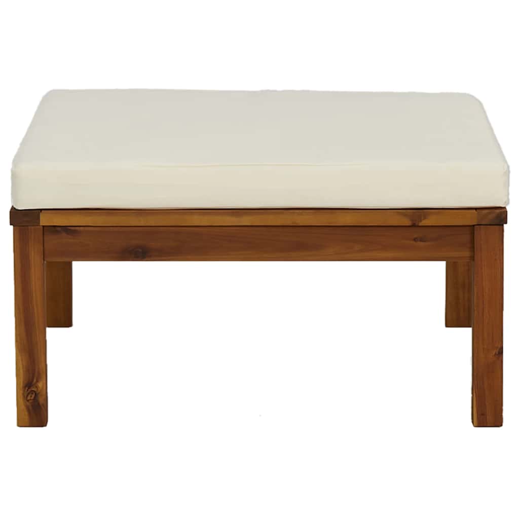 3-tlg. Garten-Lounge-Set mit Cremeweißen Kissen Akazienholz