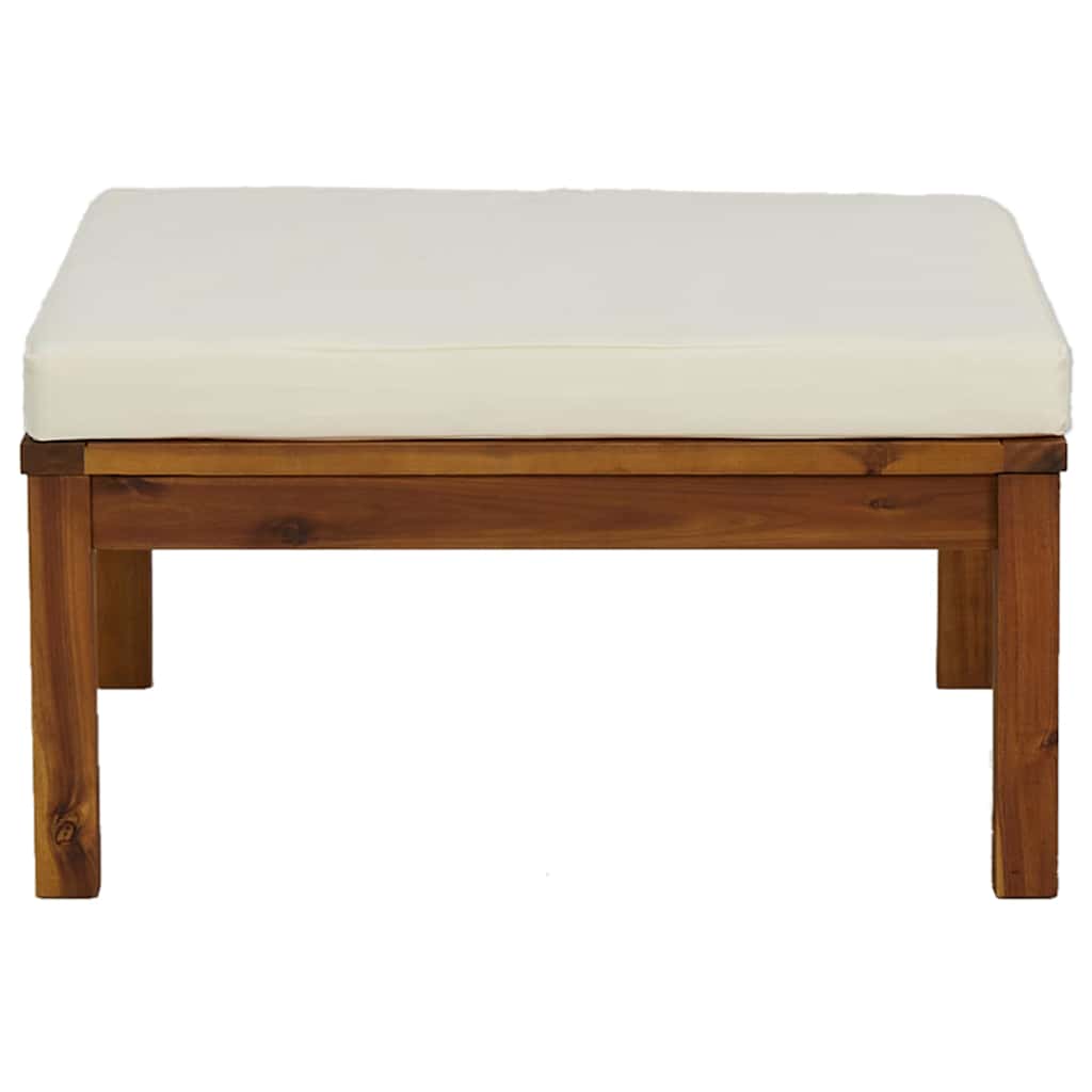 3-tlg. Garten-Lounge-Set mit Cremeweißen Kissen Akazienholz