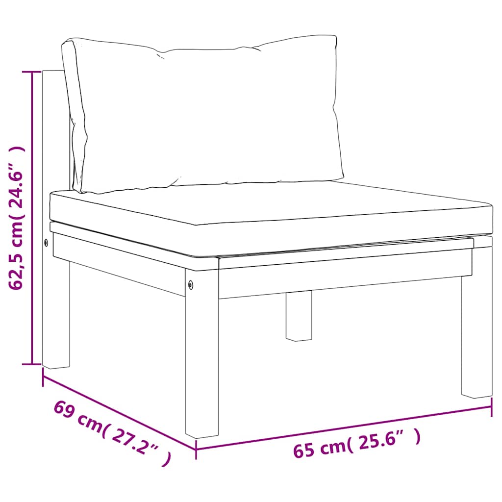 2-tlg. Sofa-Set mit Dunkelgrauen Kissen Akazie Massivholz