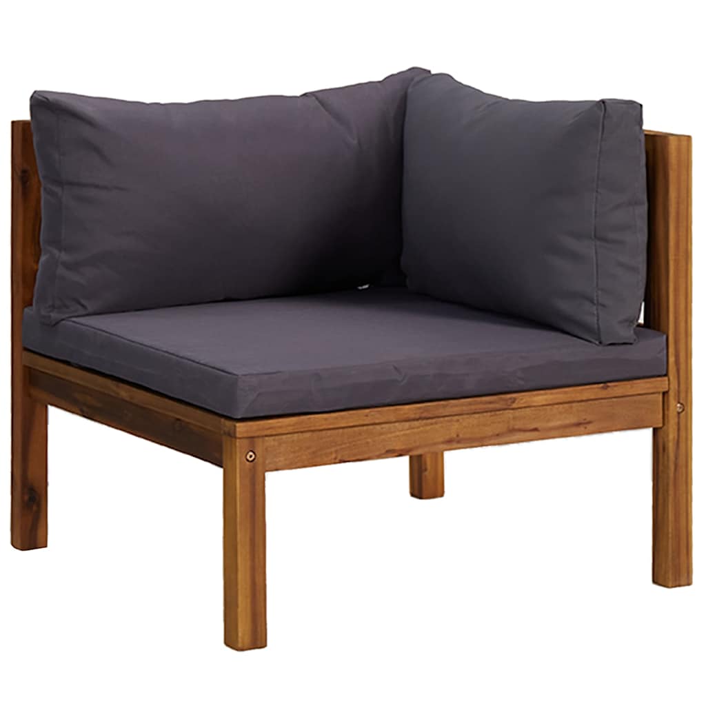 Modulares Ecksofa mit Dunkelgrauen Kissen Massivholz Akazie