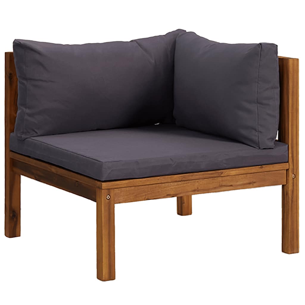 Modulares Ecksofa mit Dunkelgrauen Kissen Massivholz Akazie
