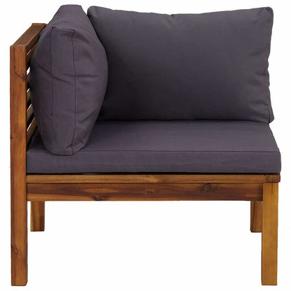 Modulares Ecksofa mit Dunkelgrauen Kissen Massivholz Akazie