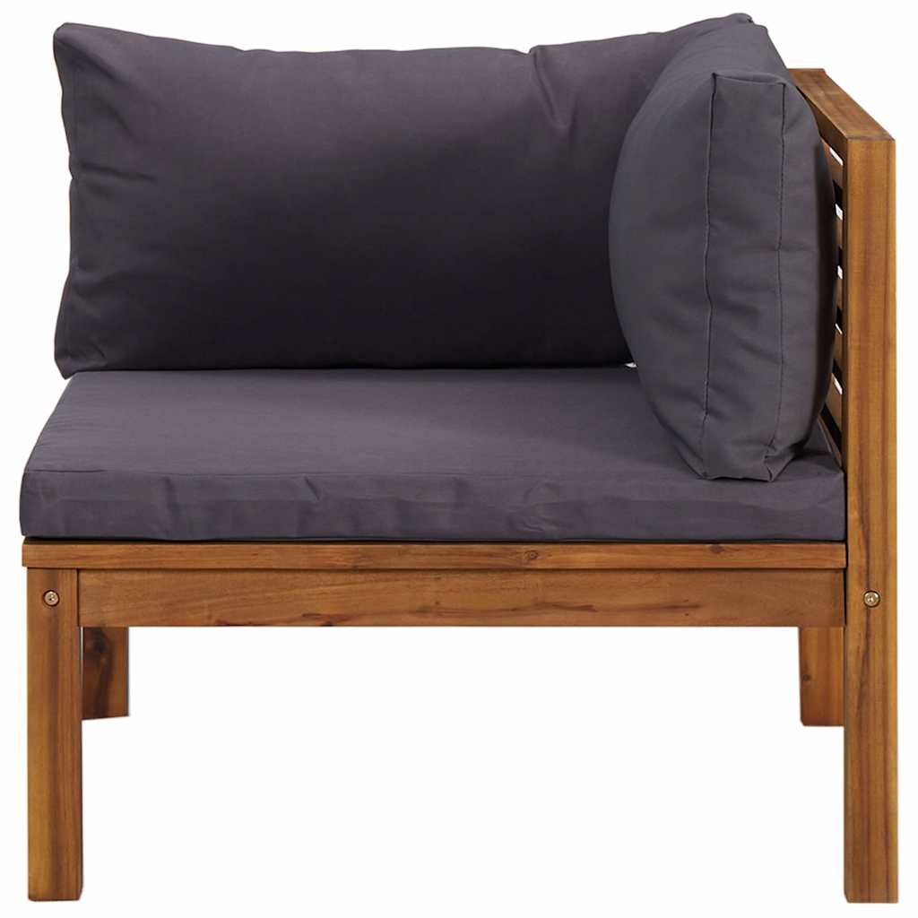 Modulares Ecksofa mit Dunkelgrauen Kissen Massivholz Akazie