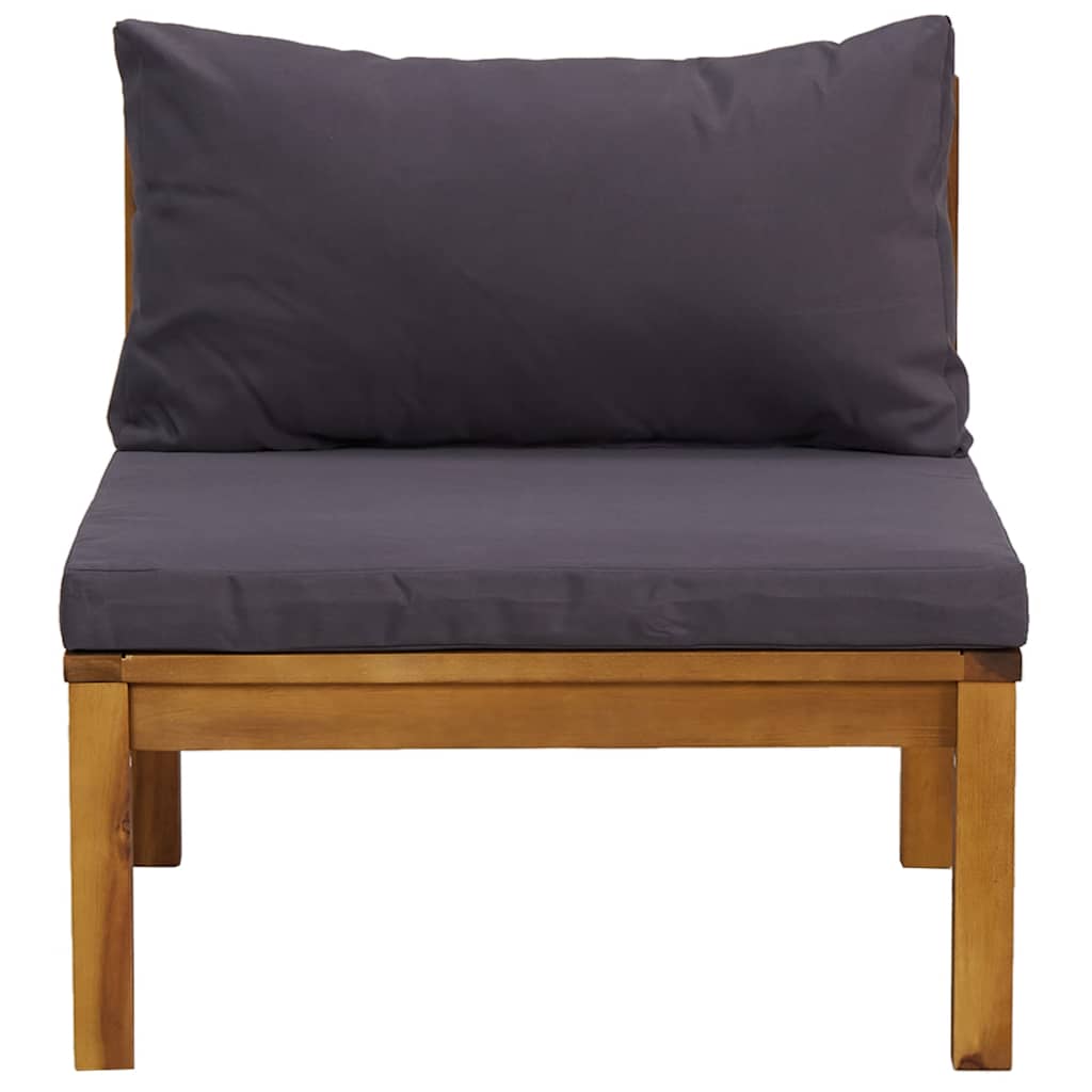 Modulares Mittelsofa mit Dunkelgrauen Kissen Massivholz Akazie