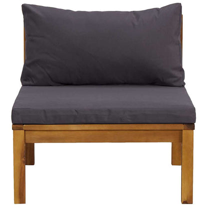 Modulares Mittelsofa mit Dunkelgrauen Kissen Massivholz Akazie