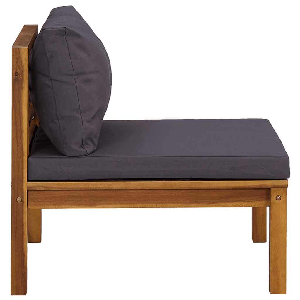 Modulares Mittelsofa mit Dunkelgrauen Kissen Massivholz Akazie