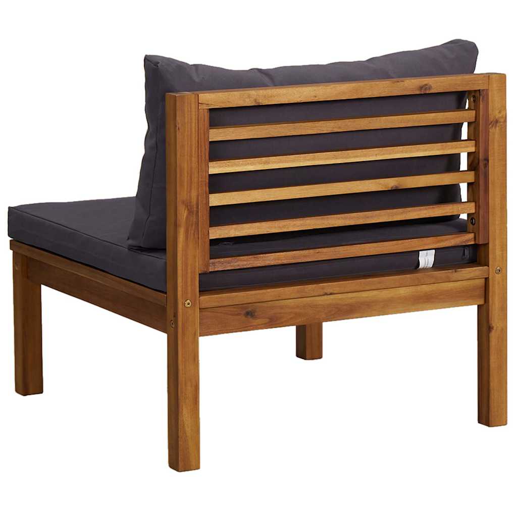 Modulares Mittelsofa mit Dunkelgrauen Kissen Massivholz Akazie