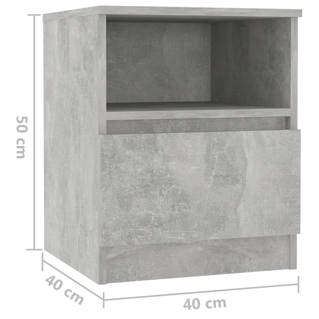 Nachttisch Betongrau 40x40x50 cm Holzwerkstoff