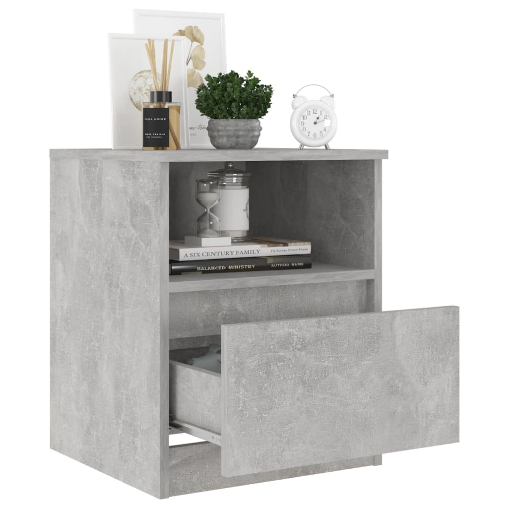 Bedside tables 2 pcs. Concrete grey 40x40x50 cm wood material