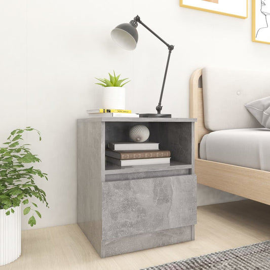 Bedside tables 2 pcs. Concrete grey 40x40x50 cm wood material