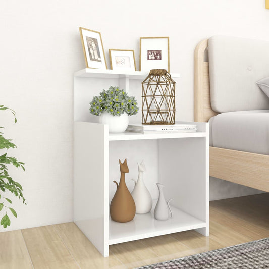Table de chevet blanche 40x35x60 cm en bois