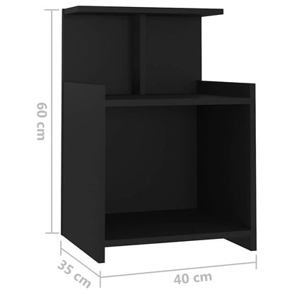 Nachttische 2 Stk. Schwarz 40x35x60 cm Holzwerkstoff