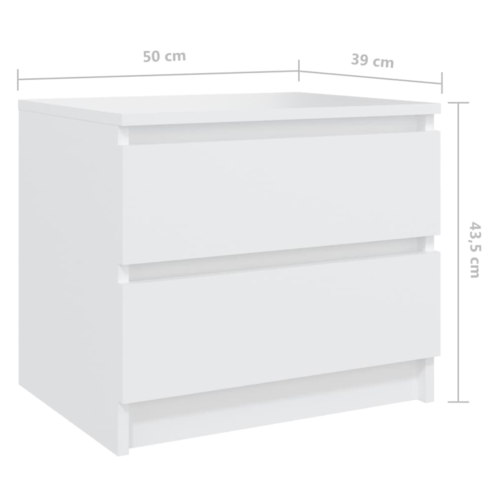 Tables de chevet 2 pcs. Blanc 50x39x43,5 cm en bois