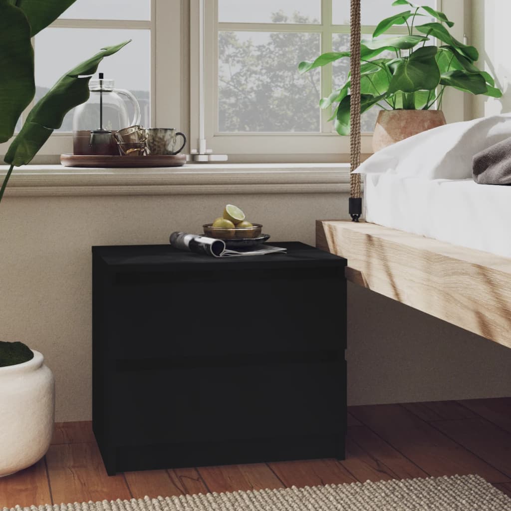 Bedside Table Black 50x39x43.5 cm Wood Material