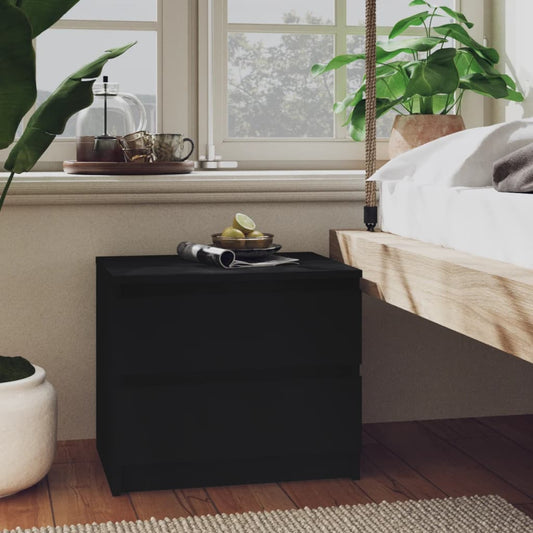 Bedside Table Black 50x39x43.5 cm Wood Material