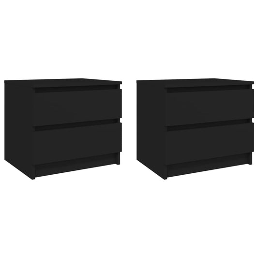 Tables de chevet 2 pcs. Noir 50x39x43,5 cm en bois