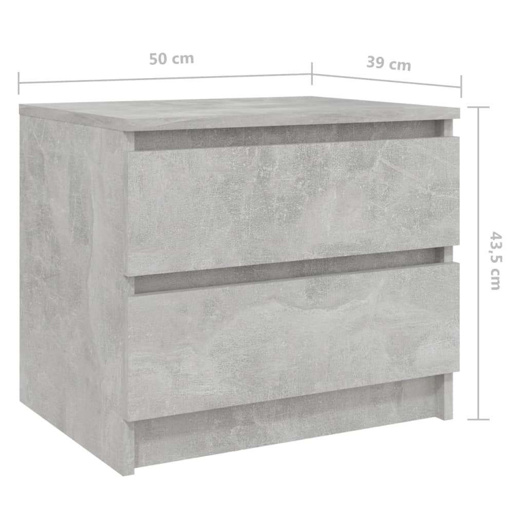 Table de chevet gris béton 50x39x43,5 cm en bois