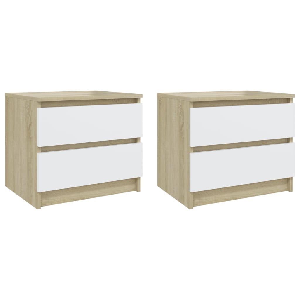 Nachttische 2 Stk. Weiß Sonoma-Eiche 50x39x43,5cm Holzwerkstoff
