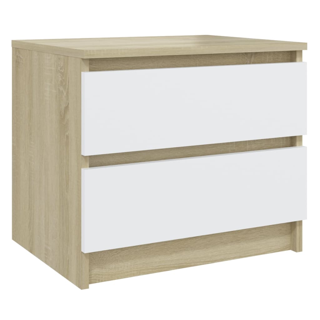 Nachttische 2 Stk. Weiß Sonoma-Eiche 50x39x43,5cm Holzwerkstoff
