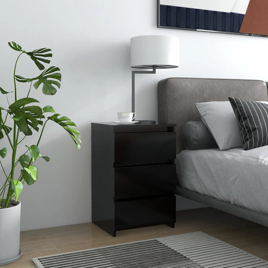 Bedside Table Black 40x35x62.5 cm Wood Material