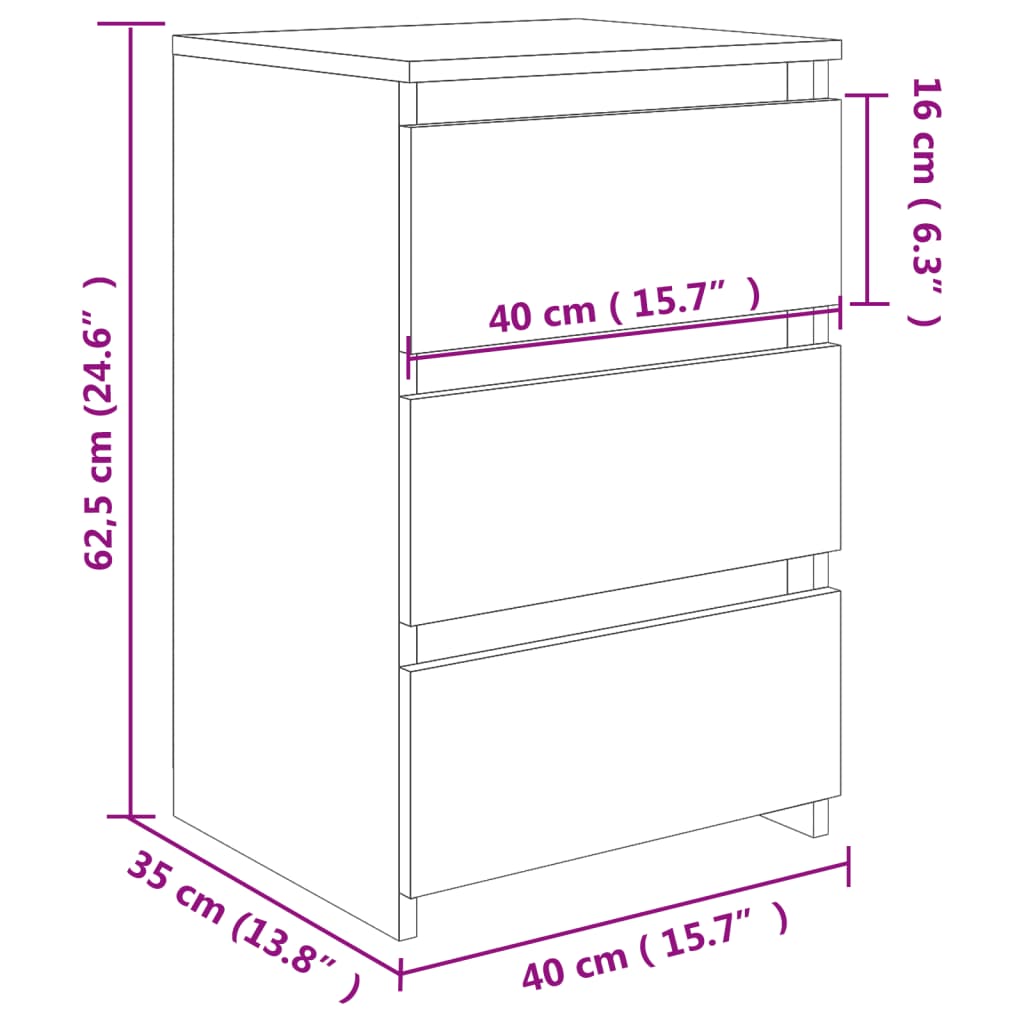 Nachttisch Betongrau 40x35x62,5 cm Holzwerkstoff