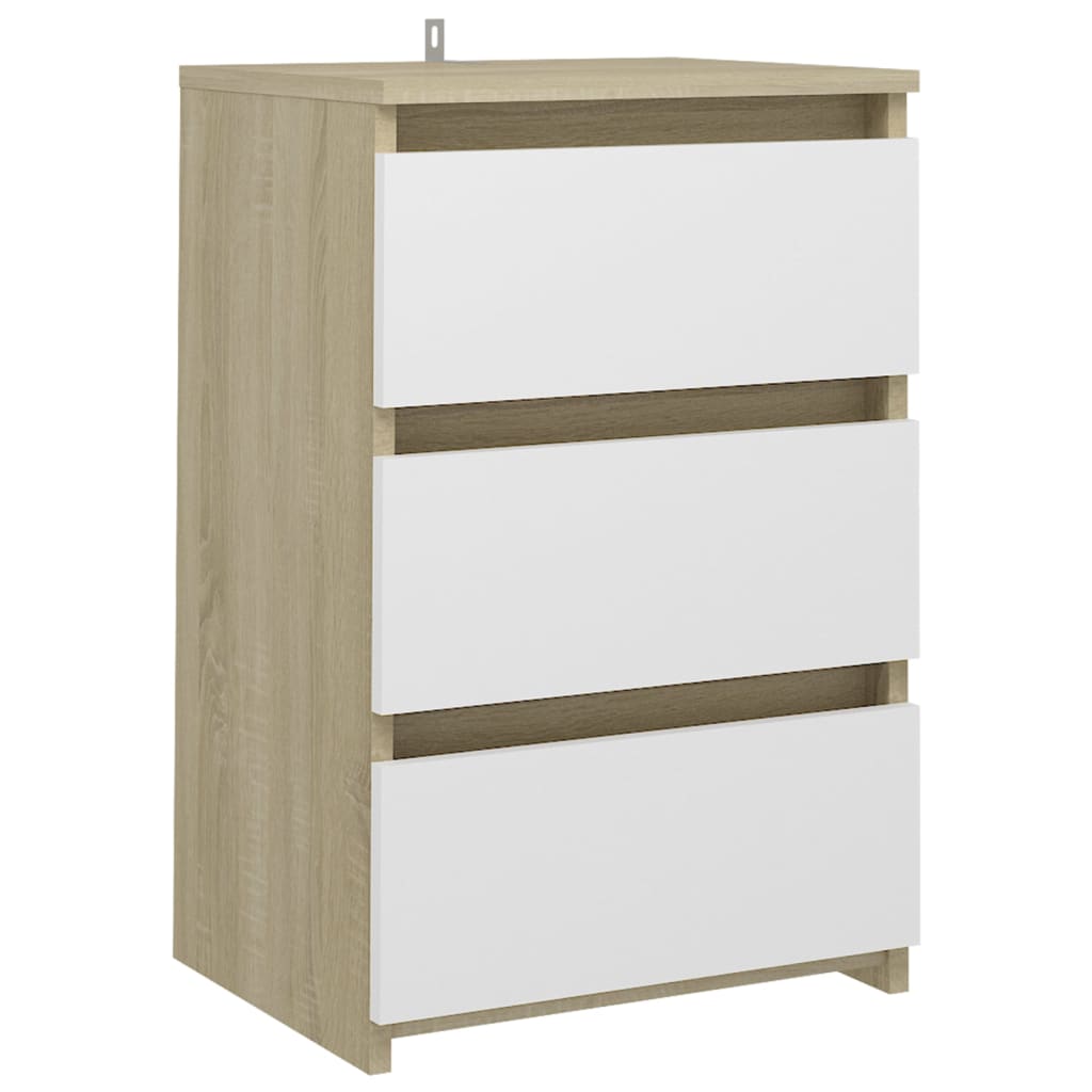 Nachttische 2 Stk. Weiß Sonoma-Eiche 40x35x62,5cm Holzwerkstoff