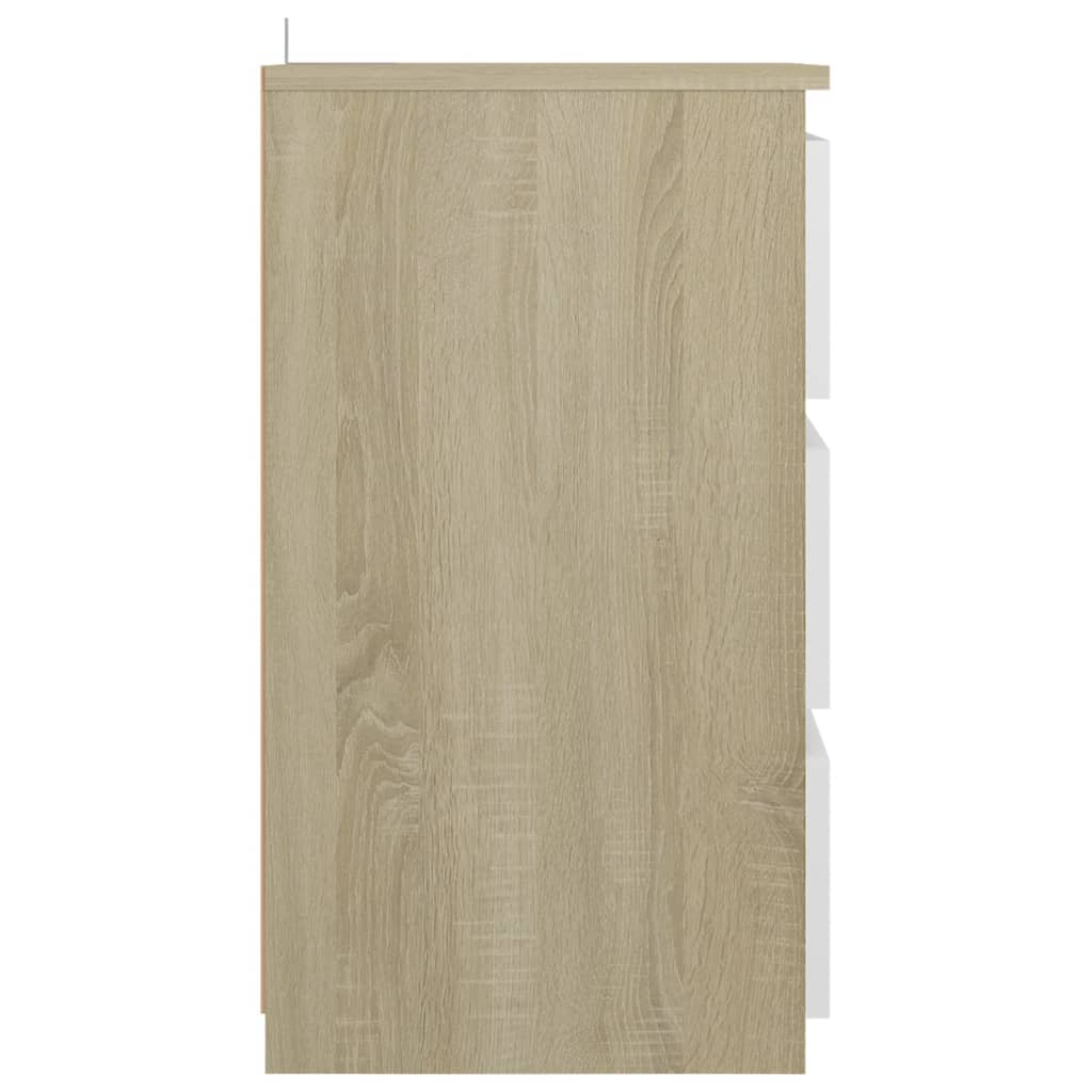 Nachttische 2 Stk. Weiß Sonoma-Eiche 40x35x62,5cm Holzwerkstoff