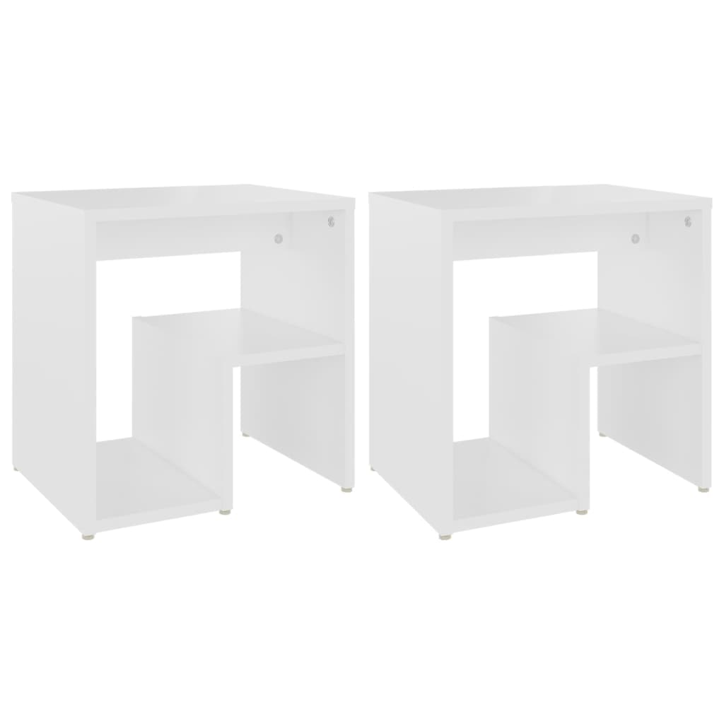 Bedside tables 2 pcs. White 40x30x40 cm wood material