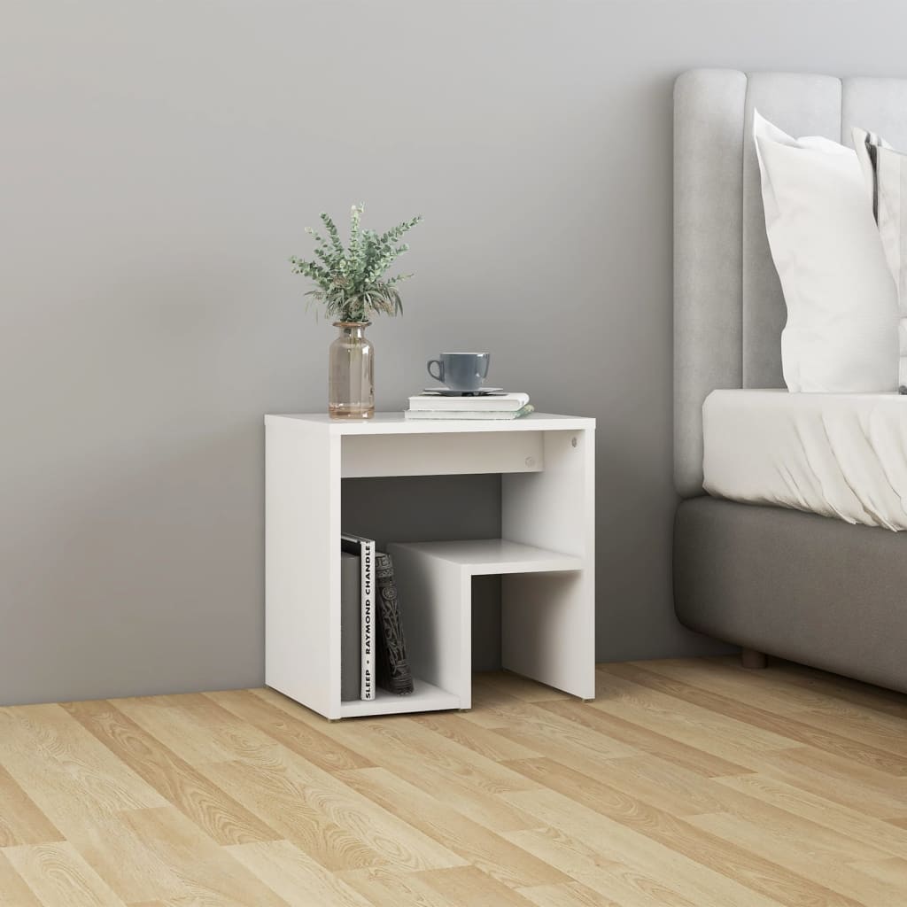 Bedside tables 2 pcs. White 40x30x40 cm wood material